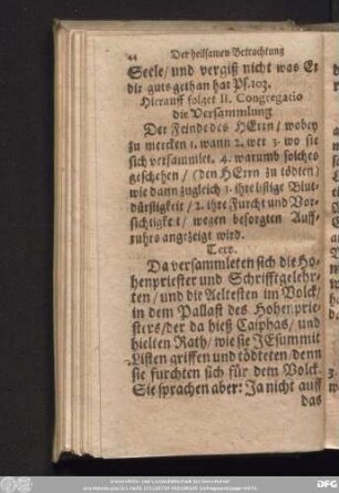 Hierauf folget II. Congregatio die Versammlung