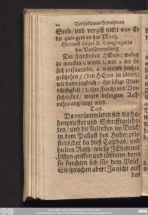 Hierauf folget II. Congregatio die Versammlung