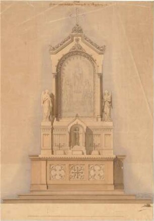 Hoffmann, Lorenz; Augsburg (Bayern); Bischöfliches Palais, Hauskapelle - Altar (Perspektive)