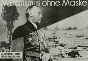 Plakat des Nationalrates der Nationalen Front für die Ausstellung "Militarismus ohne Maske"