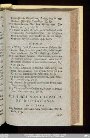 VII Libri Non Compacti, Et Disputationes.