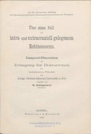 Über einen Fall von intra- und extracraniell gelegenem Echinococcus