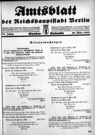 Sonder-Ausgabe, 30. März 1938