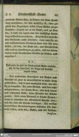 §. 7. Auch gegen die wird die Oberherrschaft Gottes vertheidiget, die den Unterscheid des Rechts und Unrechts leugnen wollen