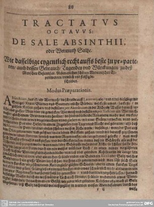 Tractatus Octavus. Wermuth Saltze.