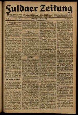 Erste Ausgabe vom Mittwoch, den 07. Mai 1913.
