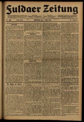 Erste Ausgabe vom Mittwoch, den 07. Mai 1913.