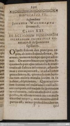 Disputatio VII. Respondente Johanne Wachmanno Bremensi [Caput XXI.-XXV.]