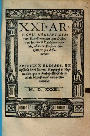 XXI. Articvli Anabaptistarum Monasteriensium