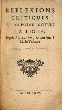 Réflexions critiques sur un poëme intitulé la ligue