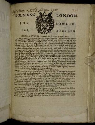Holmans London Ink Powder For Records. [...]