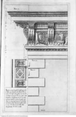 Regola delli cinque ordini d'architettura., Tafel XXXII: Gesims, Details