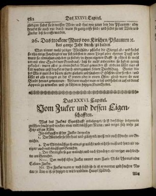 Das XXXVI. Capitel. Vom Zucker und dessen Eigenschafften.