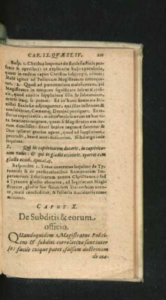 Caput X. De Subditis & eorum officio.
