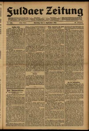 Erste Ausgabe vom Samstag, den 06. September 1913.