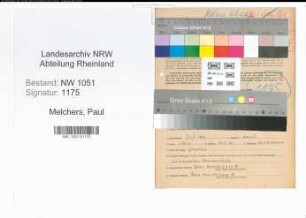 Entnazifizierung Paul Melchers , geb. 23.02.1908 (Lehrer)