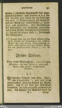 Sechster Abschnitt. Von dem Schlagfluße, von giftigen Dünsten, als von Kohlen, mineralischen, und andern verschloßnen Dünsten