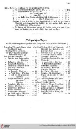 Telegraphen=Taxen