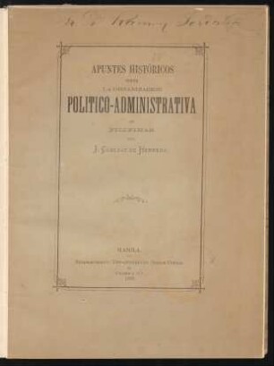 Apuntes históricos sobre la organización político-administrativa de Filipinas