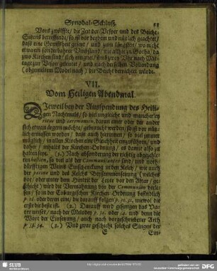 VII. Vom Heiligen Abendmal