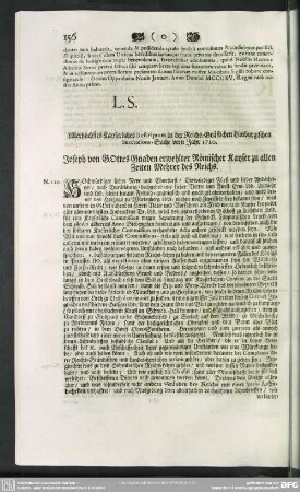 N.120. Allerhöchstes Kayserliches Rescriptum in der Reichs-Gräflichen Limburgischen Successions-Sache vom Jahr 1710