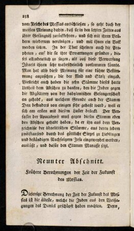 238-269, Neunter Abschnitt. Frühere Berechnungen der Zeit der Zukunft des Messias.