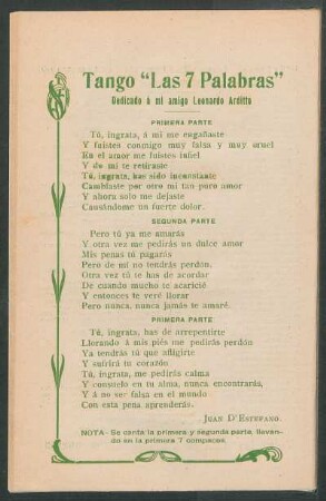 "Las 7 Palabras" : Tango