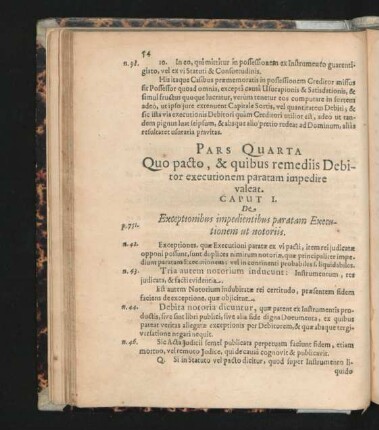 Pars Quarta. Quo pacto, & quibus remediis Debitor executionem paratam impedire valeat.