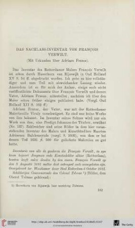 Das Nachlass-Inventar von François Verwilt