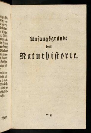 Titelblatt: Anfangsgründe der Naturhistorie
