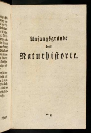Titelblatt: Anfangsgründe der Naturhistorie