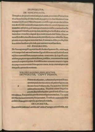 Valerii Maximi Liber Sextus ...