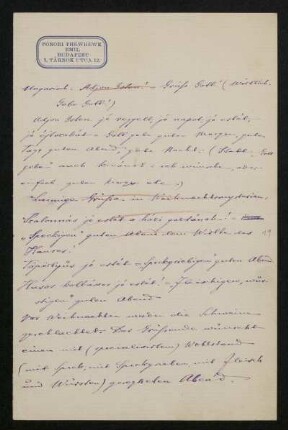 Bl. 19 - 20: Brief von Ponori Thewrewk an Rudolf von Jhering, Budapest, ohne Datum
