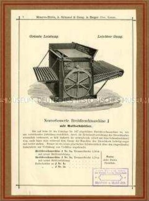Neuverbesserte Breitdreschmaschine J mit Rollschüttler.