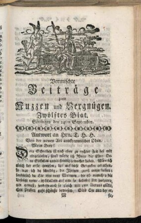 Zwölftes Blat, ... den 24ten September
