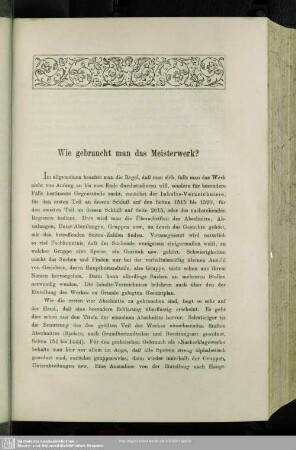 Wie gebraucht man das Meisterwerk?