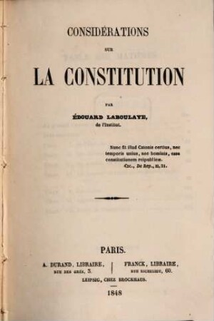 Considérations sur la constitution