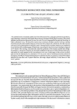 Ontology Extraction for Index Generation