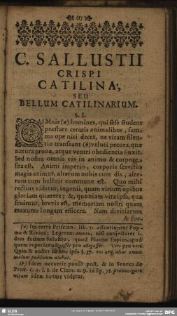 C. Sallustii Crispi Catilina, Seu Bellum Catilinarium
