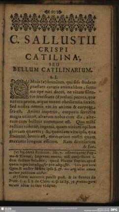 C. Sallustii Crispi Catilina, Seu Bellum Catilinarium