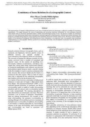 Consistency of Sense Relations in a Lexicographic Context