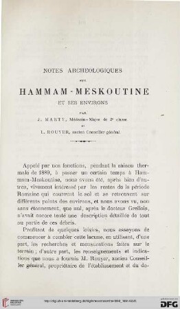 Sér. 3: Notes archéologiques sur Hammam-Meskoutine et ses environs