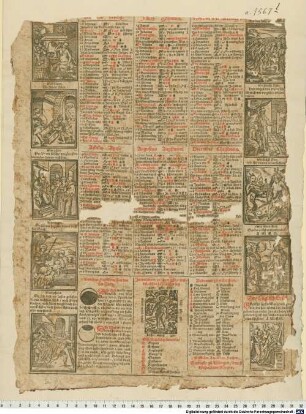 [Einblattdruck-Kalender auf das Jahr 1567]