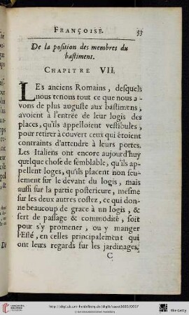 Chap. 7. : De la position des membres du bâtiment