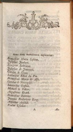 Anno 1719. mortalitatem expleverunt:[...]