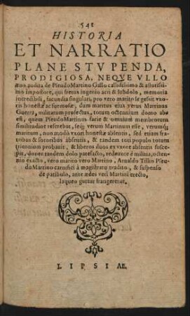 Historia Et Narratio Plane Stupenda, Prodigiosa ...