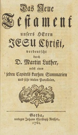 Das Neue Testament unsers Herrn Jesu Christi