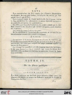 Titre IV: De la Force publique