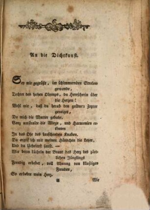 Vermischte Gedichte und prosaische Aufsätze, Erstes Bändchen