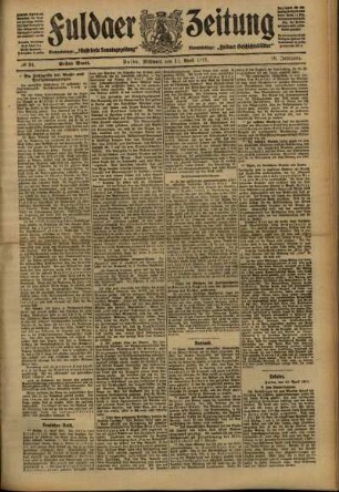 Erste Ausgabe vom Mittwoch, den 12. April 1911.